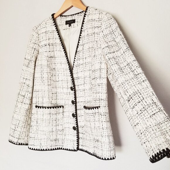 NEW Talbots Women's 6 Tipped Tweed Blazer Jacket Textured Classic Quiet Luxury - Picture 9 of 16